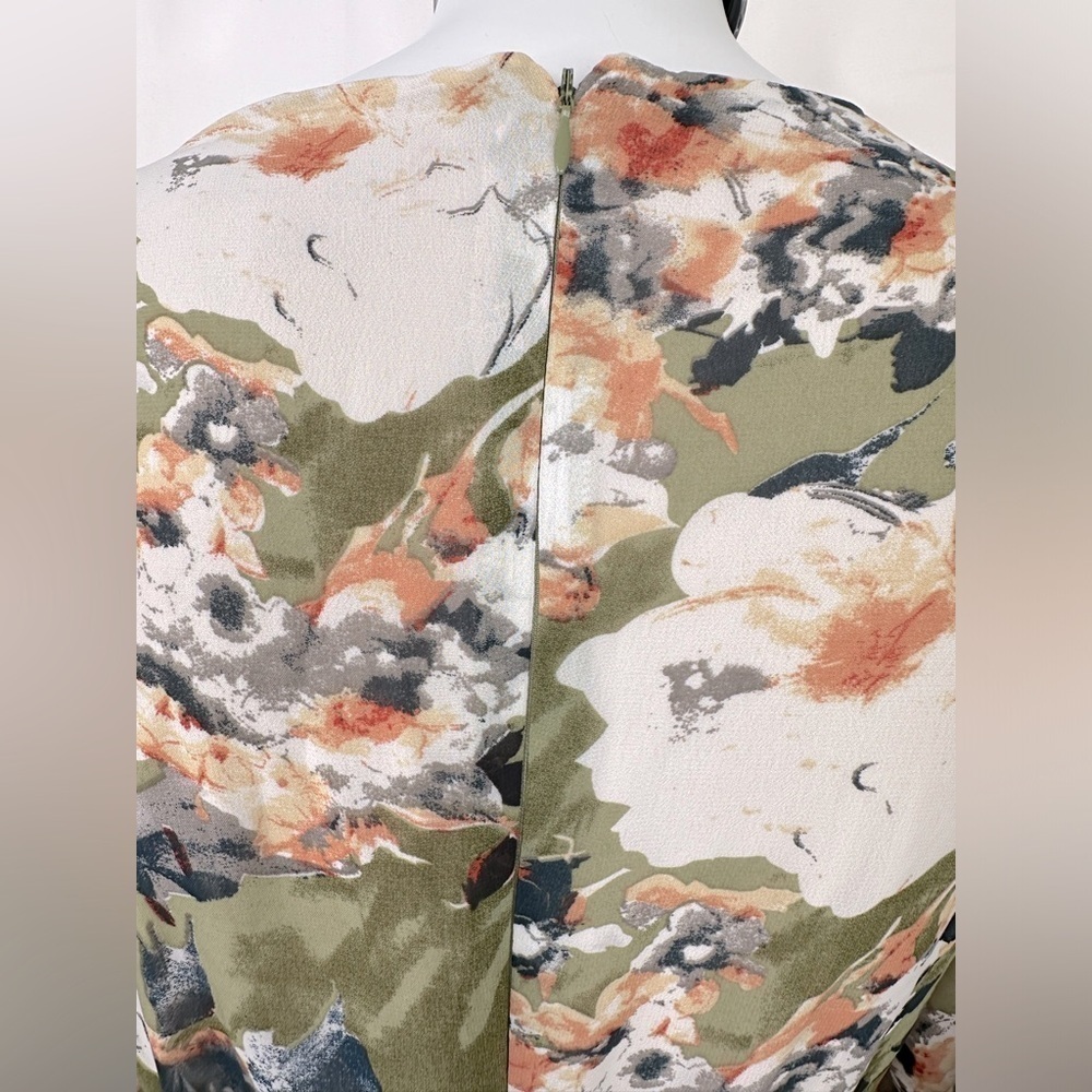 Betsy Johnson Boho Olive Green Floral Ruffle Mini Dress Bell Sleeves Size 8 - Picture 6 of 14